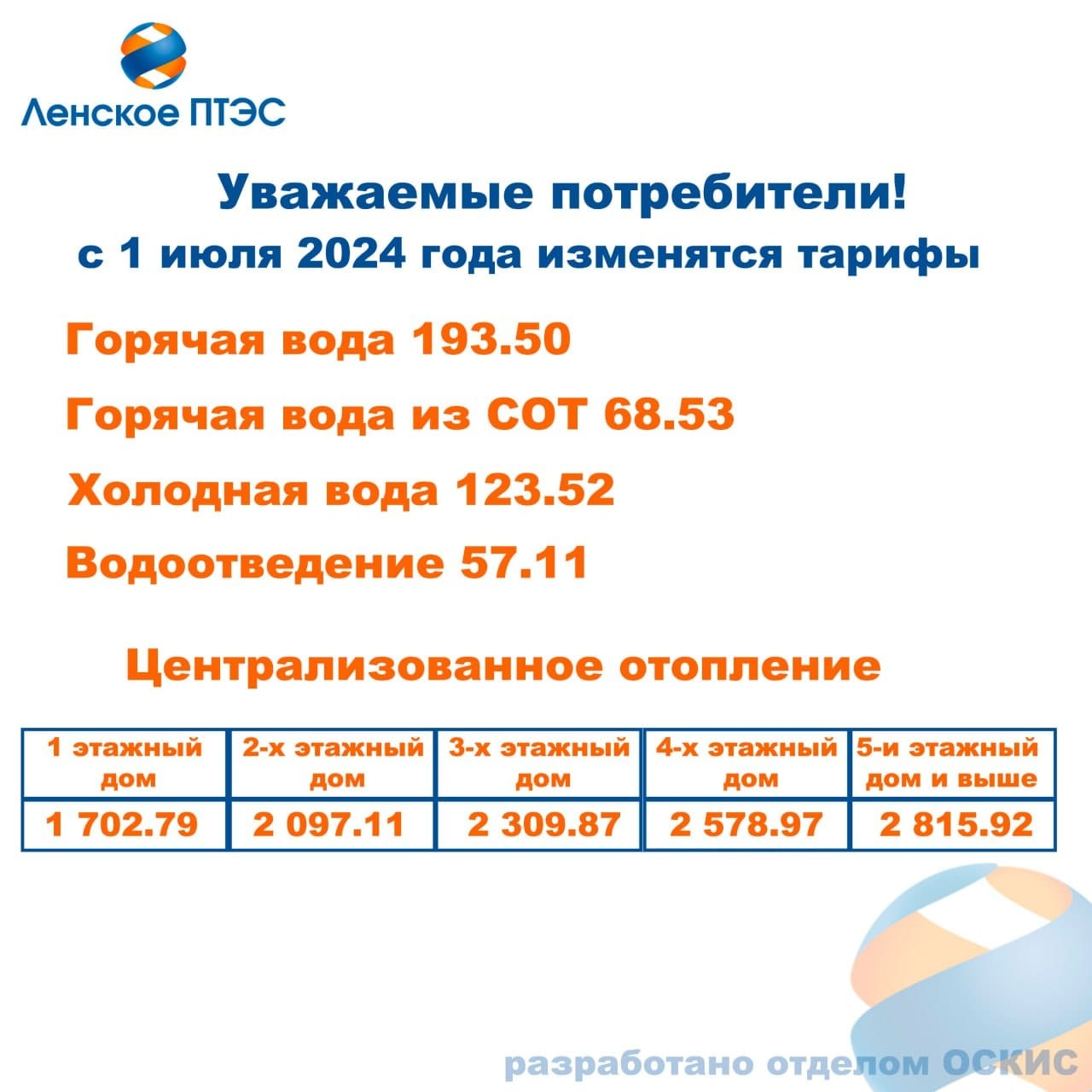 Официальный сайт ресурсоснабжающей компании